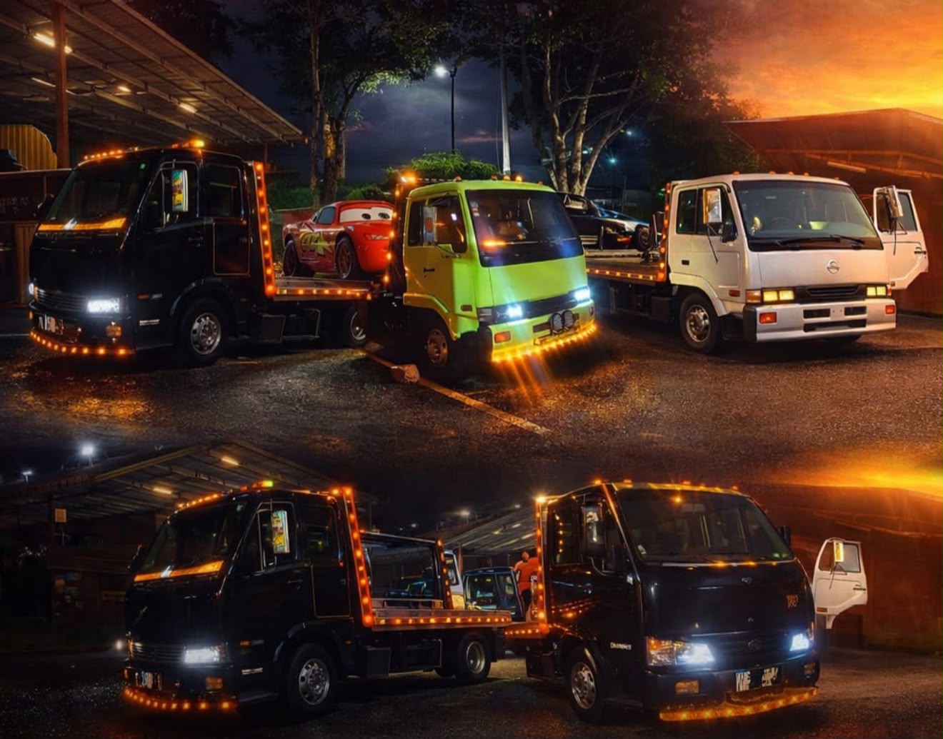 Grúa de plataforma de Grúas y Plataformas CR 24/7 trasladando un vehículo en Costa Rica